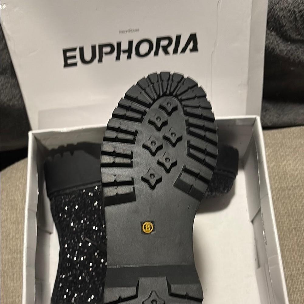 Euphoria Black Glitter Boots - Picture 2 of 5